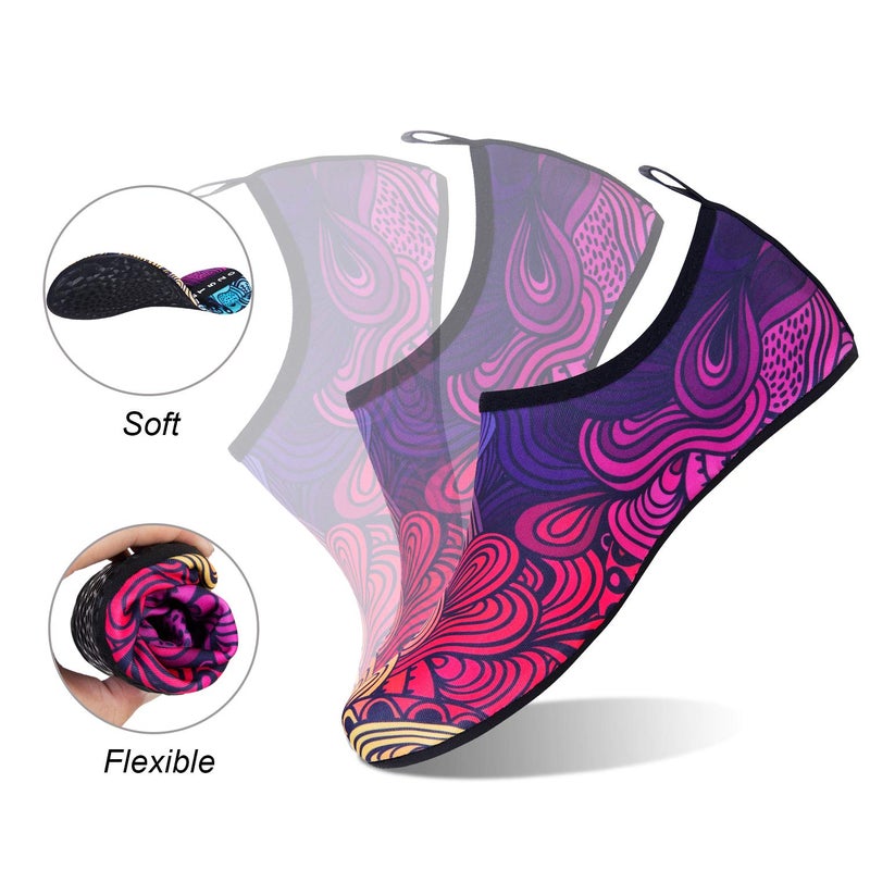 WateLves Water Shoes for Womens Mens Barefoot Quick-Dry Aqua Socks for Beach Swim Surf Yoga Exercise Camping Must Haves (Flower Gradient, 38/39) - Image 4